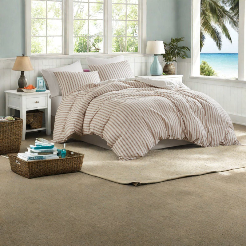 Linen Blend Striped Duvet Cover Set