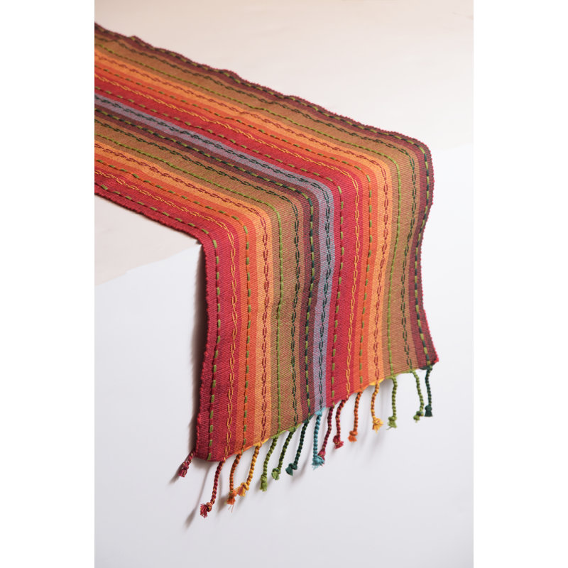 Phoenix Stripe Dobby 100% Cotton Runner 72" In Red, Red