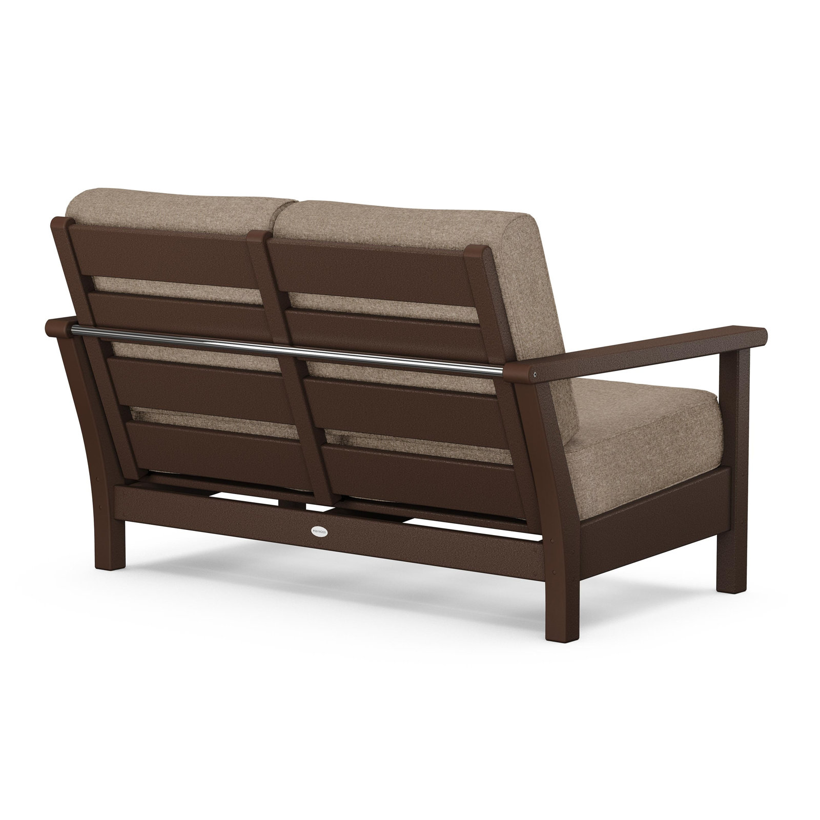 POLYWOOD® Harbour 52" Patio Loveseat, Spiced Burlap, Mahogany