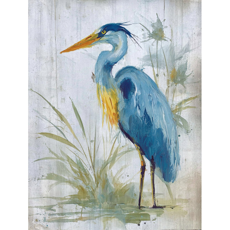 «Garden Marsh Heron», art mural sur toile tendue, H 24 po x l 16 po