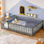 Lit plateforme pour lit d'enfant avec garde-corps de sécurité, construction en bois de pin gris froid