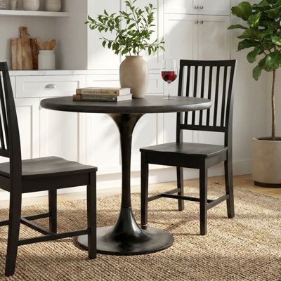 Stylish Black 36" Round Dining Table with Space-Saving Pedestal Base