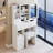 29.2" Small Size Left Drawer Desktop Vanity Table + Cushioned Stool, 2 AC+2 USB Power Station, Hair Dryer Bracket, Extra Large Touch Control Sliding LED Mirror, Tri-Color Switching, Brightness Adjust-1555093622