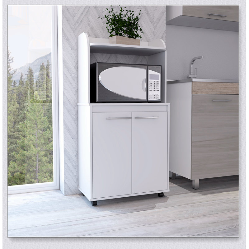 Charlotte 1-Shelf 2-Door Kitchen Pantry with Caster Wheels for Easy Mobility and Storage, Perfect for Small Spaces