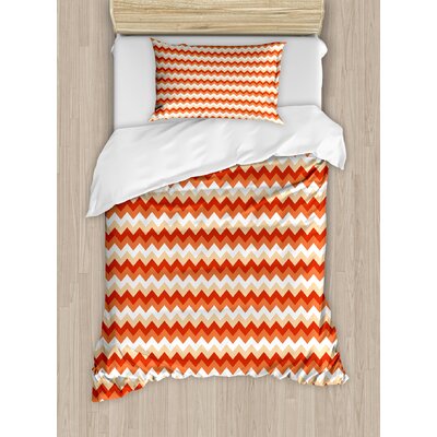 Horizontal Chevron Pattern Arrows Geometric Design Striped Old Fashion Zigzag Duvet Cover Set -  Ambesonne, nev_35324_twin