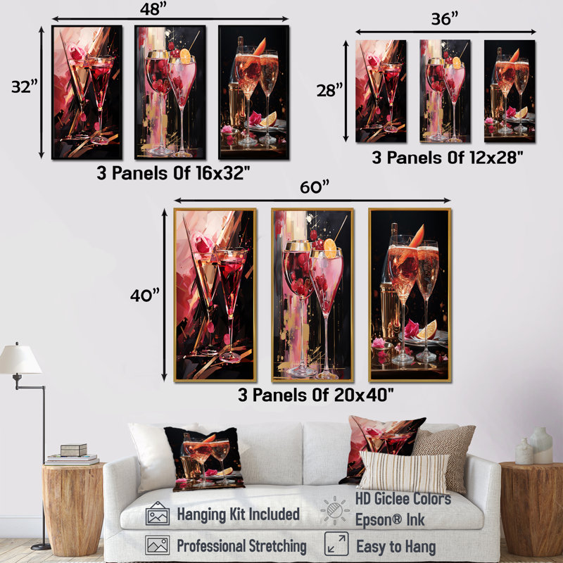 Kir Royale Radiance Cocktail, Cadre flottant noir, H 40 po x l 60 po