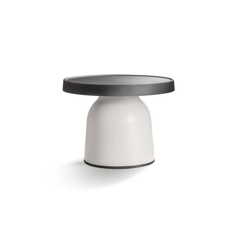 Table d'appoint Thick Top, H 14 po, blanc, Marron foncé