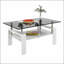 Table basse moderne moderne avec plateau en verre trempé et panneau de fibres à densité moyenne, parfaite pour les salons élégants-134270114-134270115