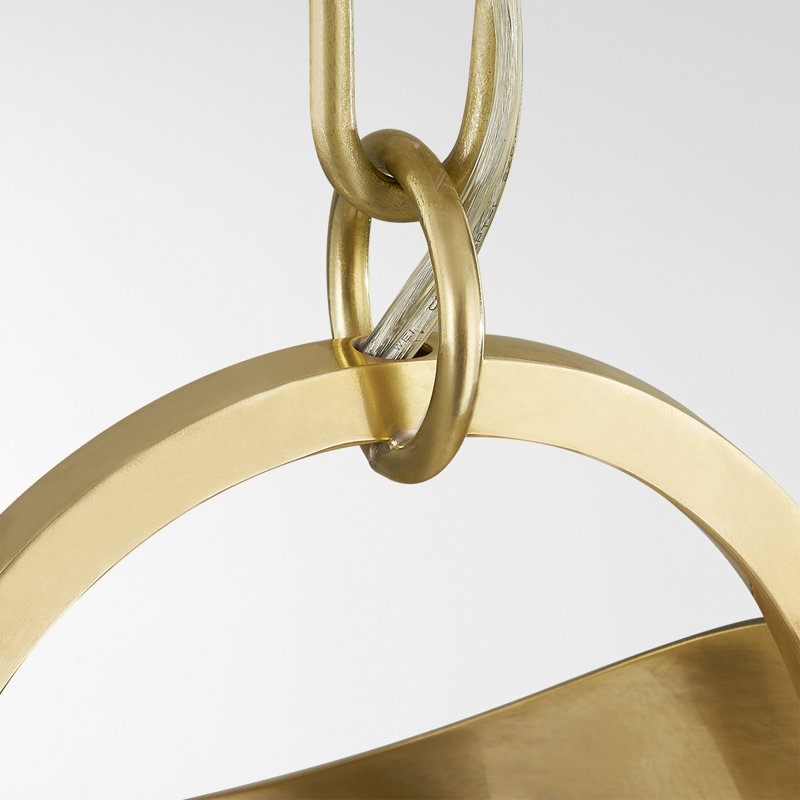 BURNBAY 1 LIGHT PENDANT, Aged Brass, 17.75" H x 13.75" W x 13.75" D