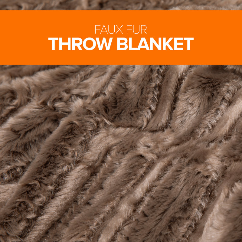 Couverture en fausse fourrure , Marbre chocolat, L 60 po x L 70 po