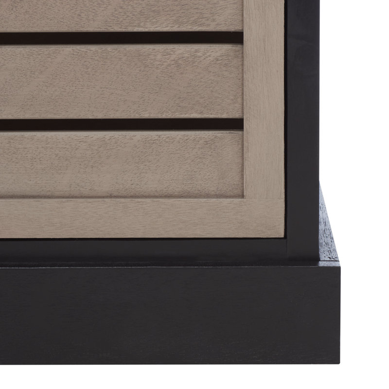South Ferry Linen Upholstered Storage Bench, Black