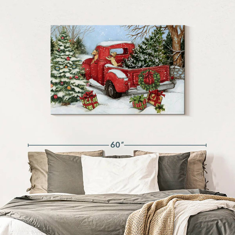 Camion rouge, H 30 po x l 45 po