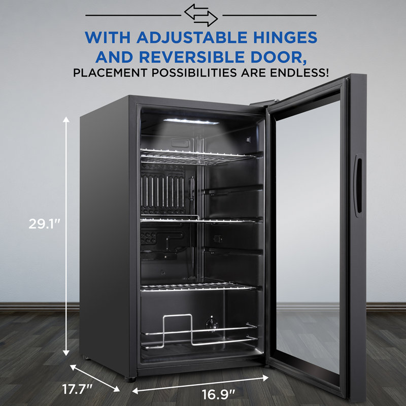 Compact Black Smart Beverage Cooler with Adjustable Shelves