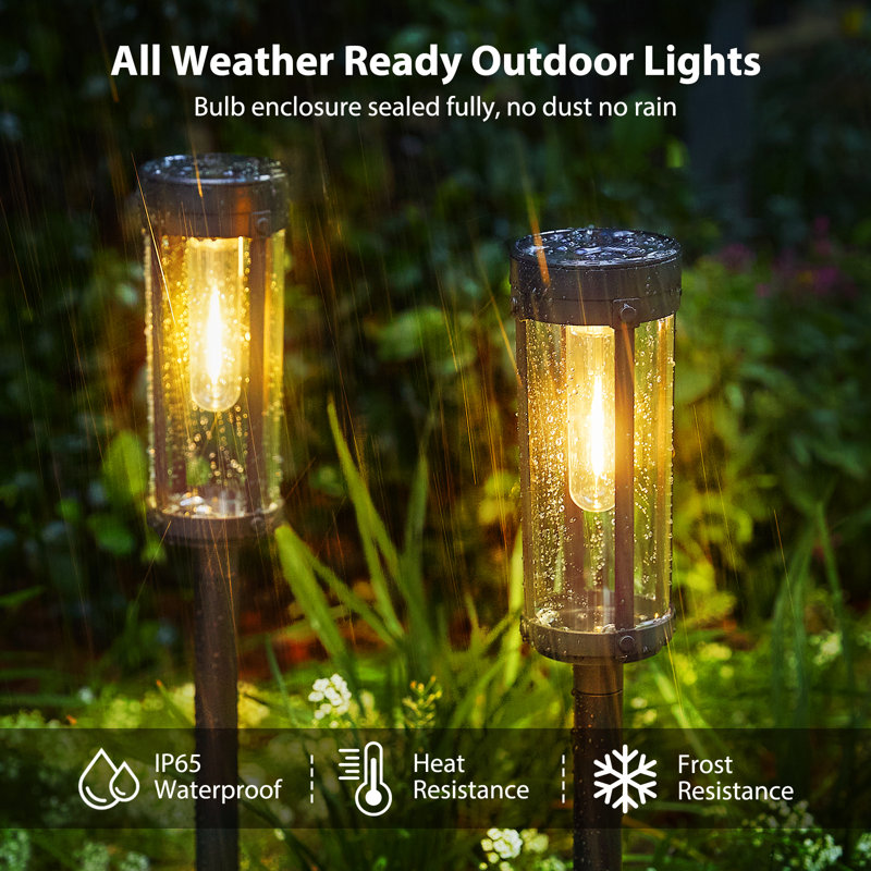 6-Pack Black Solar LED Pathway Lights with Plastic Housing