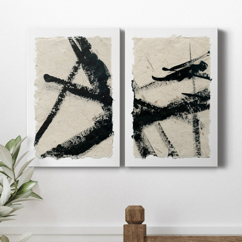 " Lines Crossed I " 2 - Pieces, 18" H x 12" W x 1" D, Wrapped Canvas