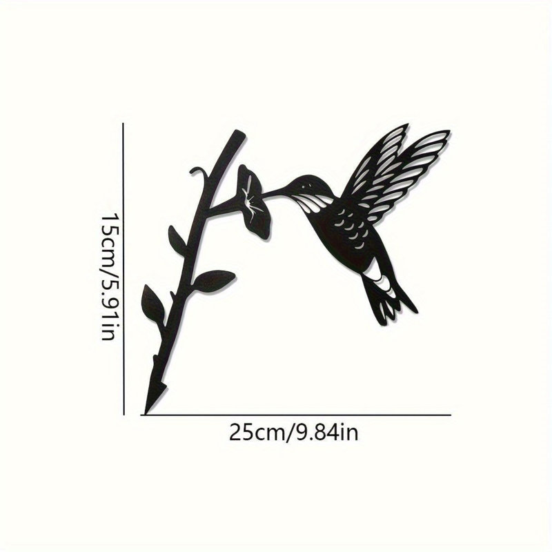 Décoration de jardin rétro pour patio, art mural, silhouettes en métal (colibri)
