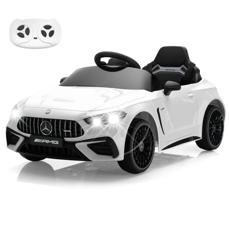 Mercedes-Benz AMG Licenced Kids Electric Car with Parent Remote Control. Features 3 Speeds, Soft-Start, Music, and LED Headlights, Ages 3-8, White