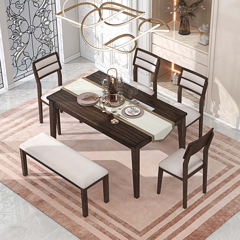 Ensemble repas pour 6 personnes, Espresso, Blanc, Beige / Brun