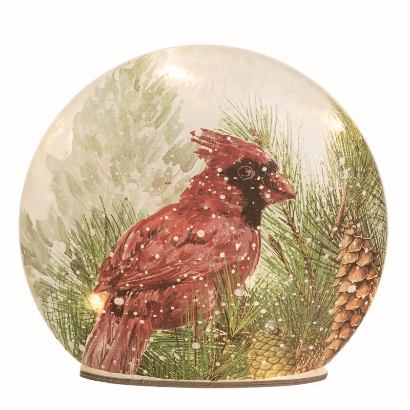 Décoration lumineuse en verre peinte à la main Cardinal