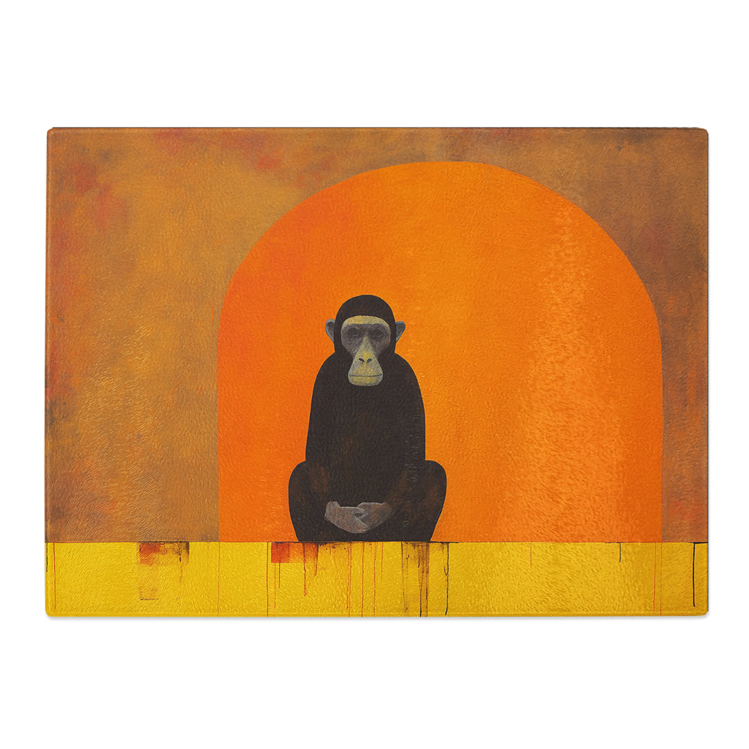 Monkey Minimalism  Glass Chopping Board