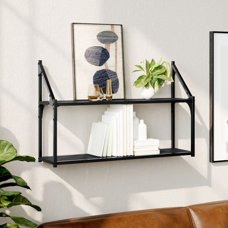 Lukats 2 Piece Tiered Shelf, Sonoma Oak, 80cm W x 21cm D x 51cm H