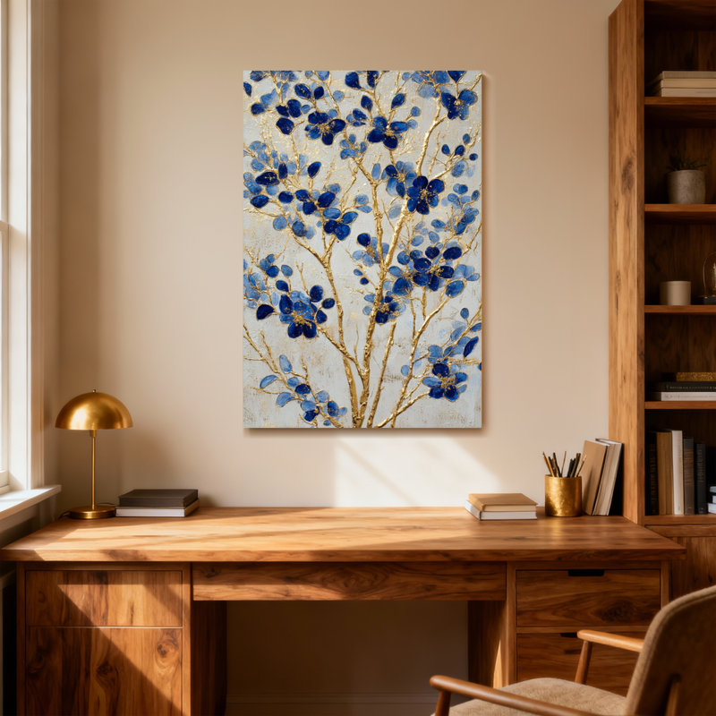 Plantes et fleurs Fleurs bleues sur des branches dorées