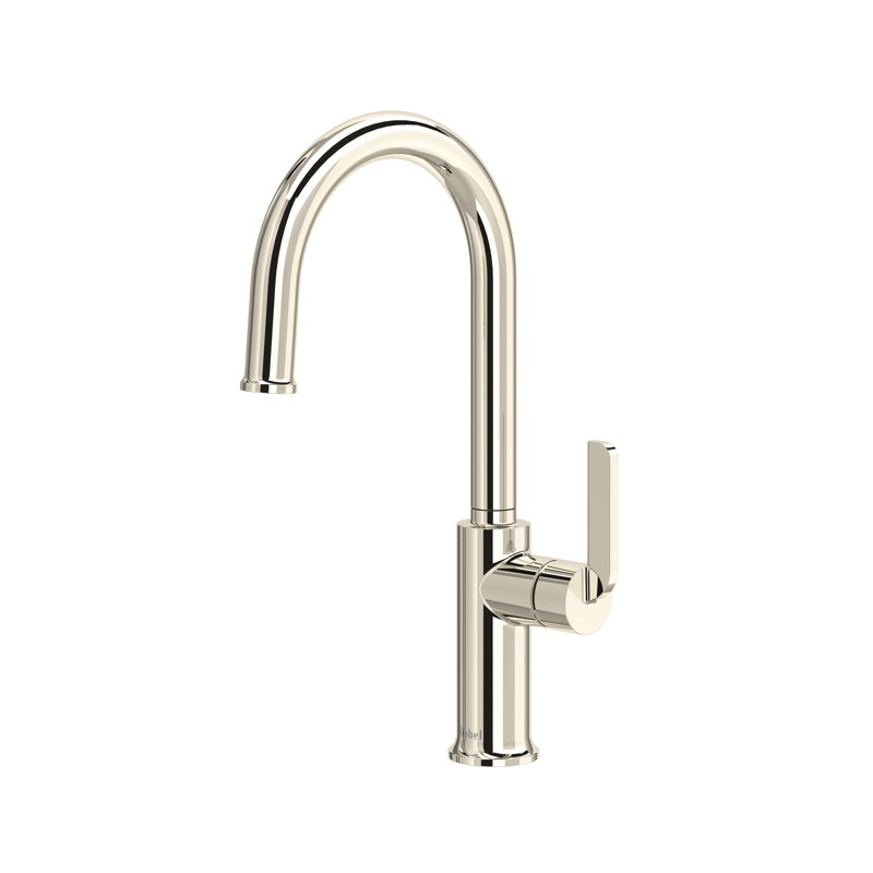 Authentica Bar/Food Prep Kitchen Faucet With C-Spout, Polished Nickel