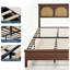 Très grande base de lit en rotin, lit plateforme en bois Boho avec tête de lit en rotin naturel et pied de lit Mid-Century, support de lattes silencieux, aucun sommier requis-2001530201-2001530203