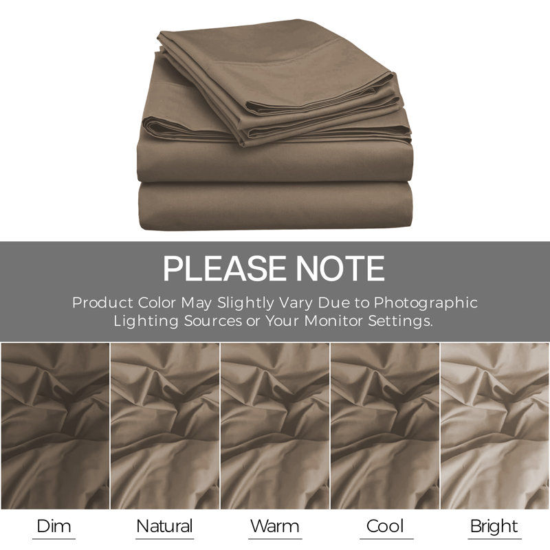 4 Piece Complete Bedding Set Duvet Cover Set With Fitted Bed Sheet & Pillowcases, Beige