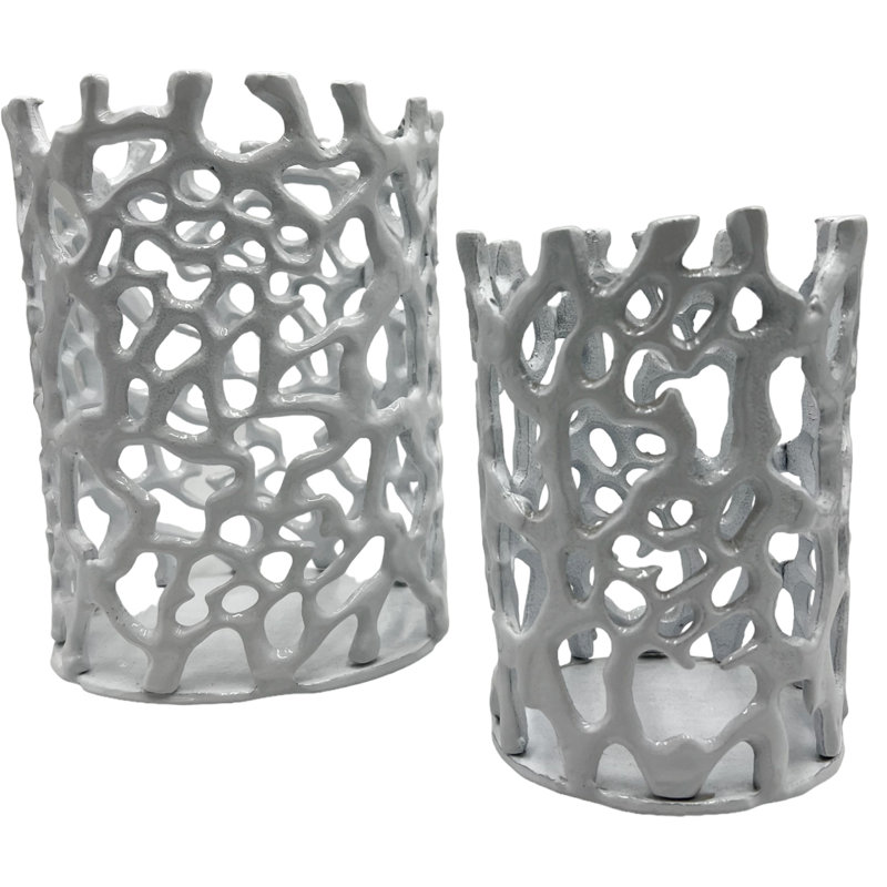 8.5'' H Aluminum Tabletop Votive Holder, White
