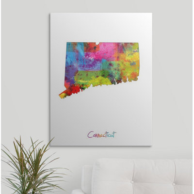 «Connecticut Map» par Abarca, impression