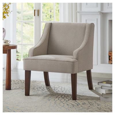 Chaise d'appoint rembourrée en tissu Mid-Century avec pieds en bois