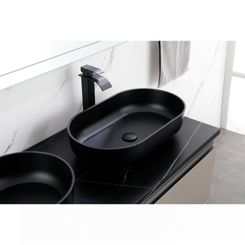 24*14*5.5  Matte Shell  Bathroom Sink(Includes Only The Bathroom Sink), Matte Black