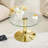 Round Tempered Glass Coffee Table with Golden Metal Base-506843444