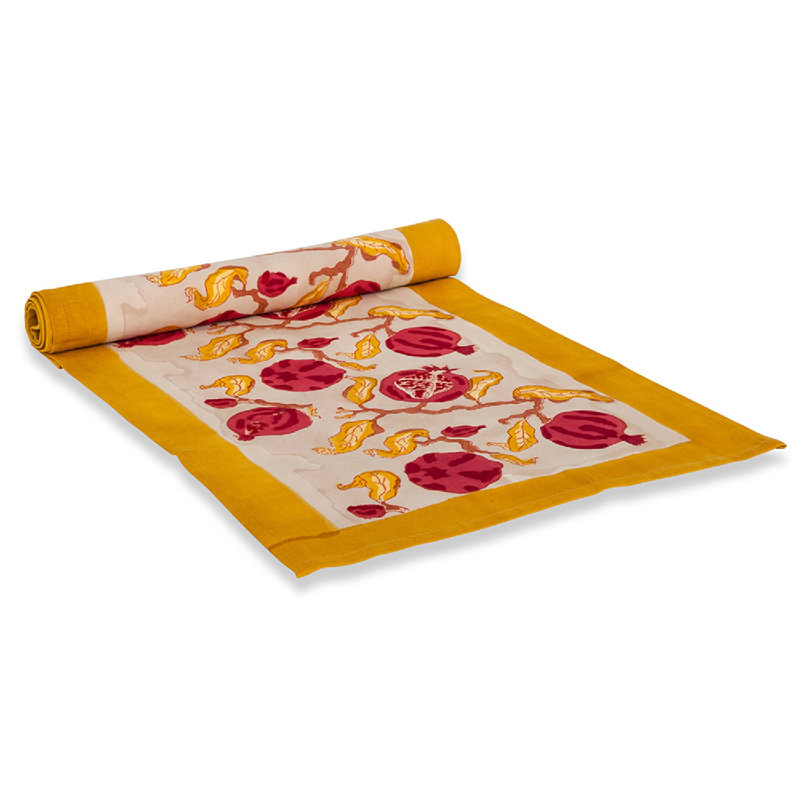 Pomegranate Handmade Floral Table Runnner, 72" W x 16" L