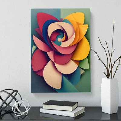 Koussa Floral Flowers Cubism - Wrapped Canvas Print