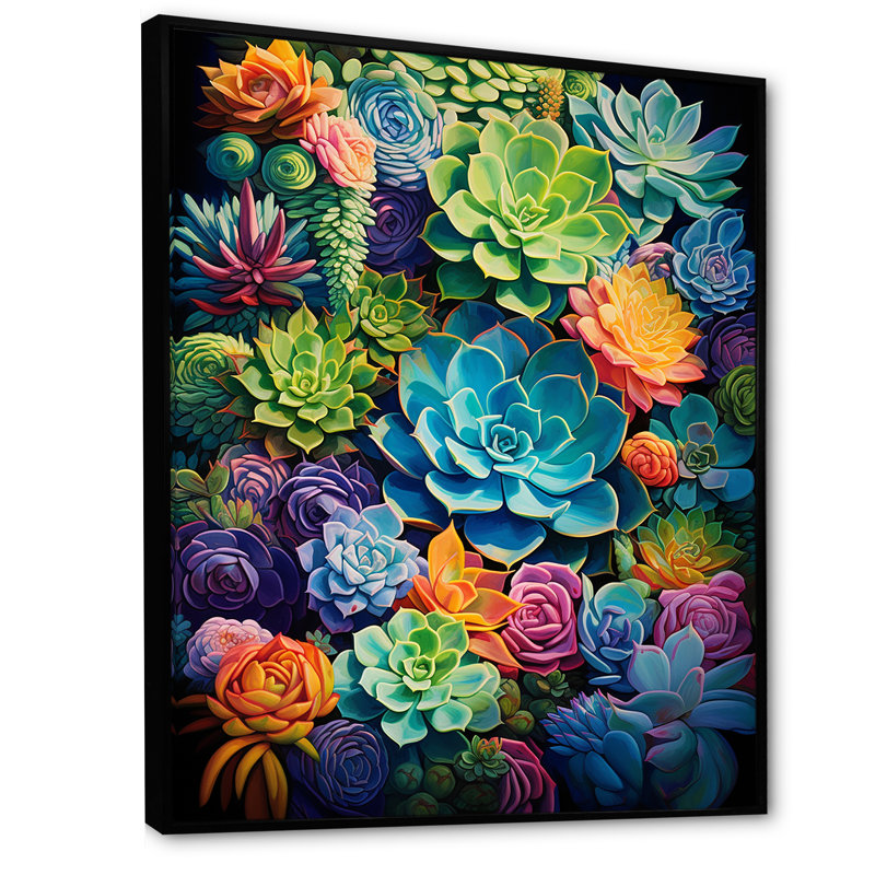 «Eugie Green Blue Succulents Succulent Paradise II», reproduction sur toile, H 40 po x l 30 po x P 1,5 po
