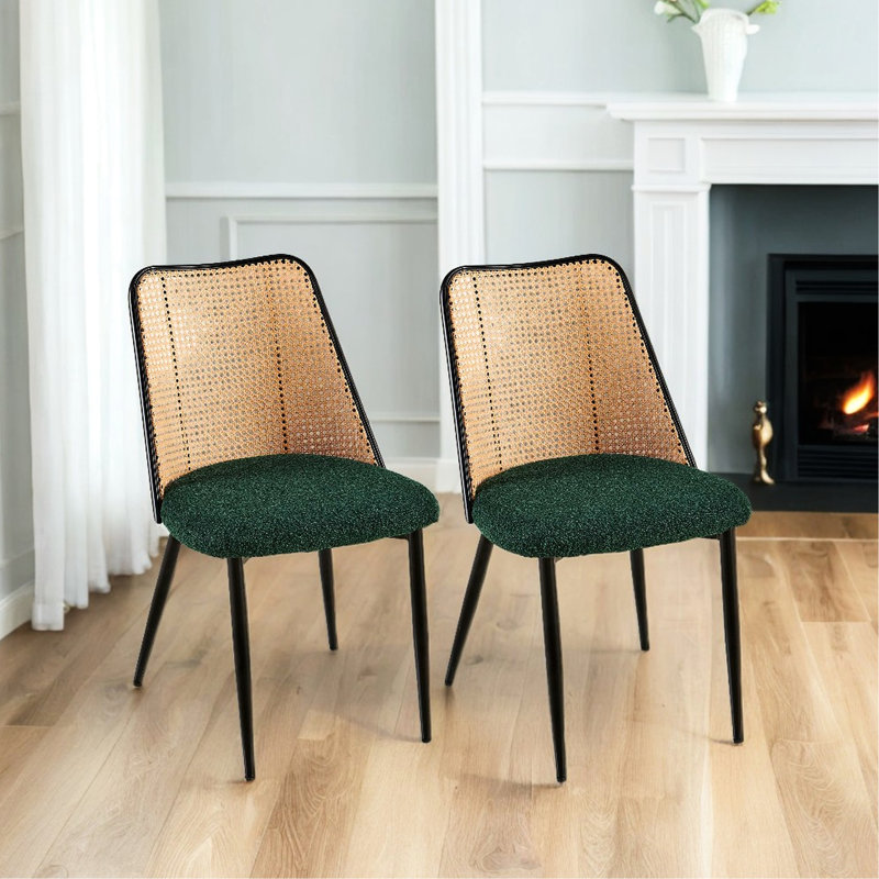 Chaises de salle à manger (2), sièges rembourrés contemporains pour la zone, pieds en métal, motif écossais, rembourrage en mousse, dossier uni (2), salle à manger élégante, base, tissu,