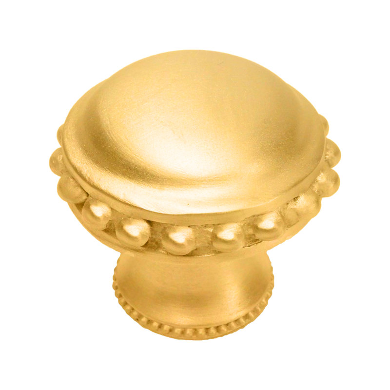 Grand bouton rond classique avec bordure perlée en calice, Doré