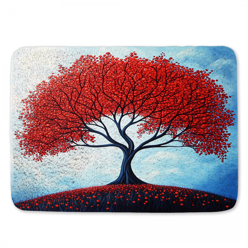 Tapis de bain arbre décoratif pour salle de bain botanique traditionnel, L 24 po