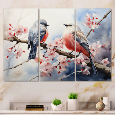 «Asian Art Sumi Bird Serenity IV» sur toile, reproduction de 3 pièces