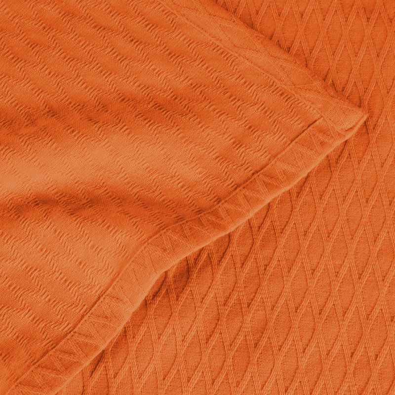 Jeté toutes saisons 100% coton Diamond Weave, Lit simple, Orange brûlé