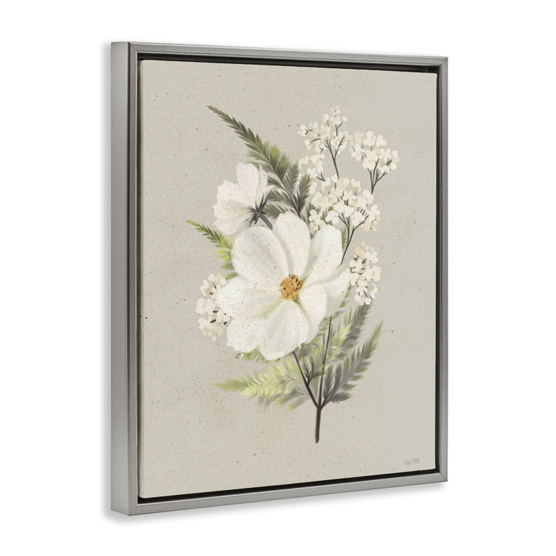Cadre flottant en papier avec fleurs luxuriantes, conçu par House Fenway, Cadre flottant gris lustré, H 21 po x l 17 po