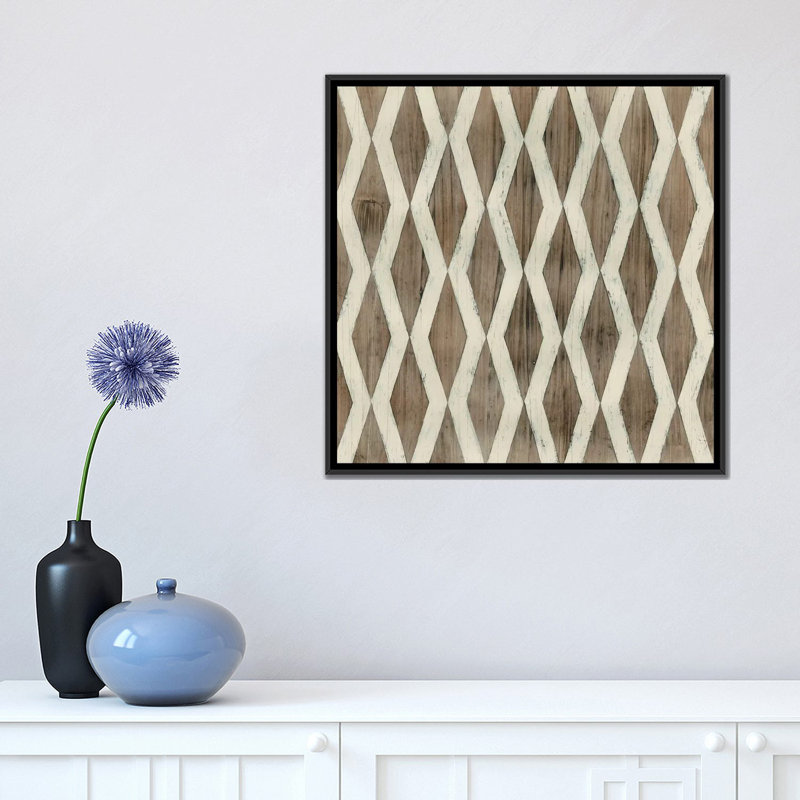 «Driftwood Geometrie III», impression sur toile, H 18 po x l 18 po x P 1,5 po, Toile avec cadre noir, Pas de tapis