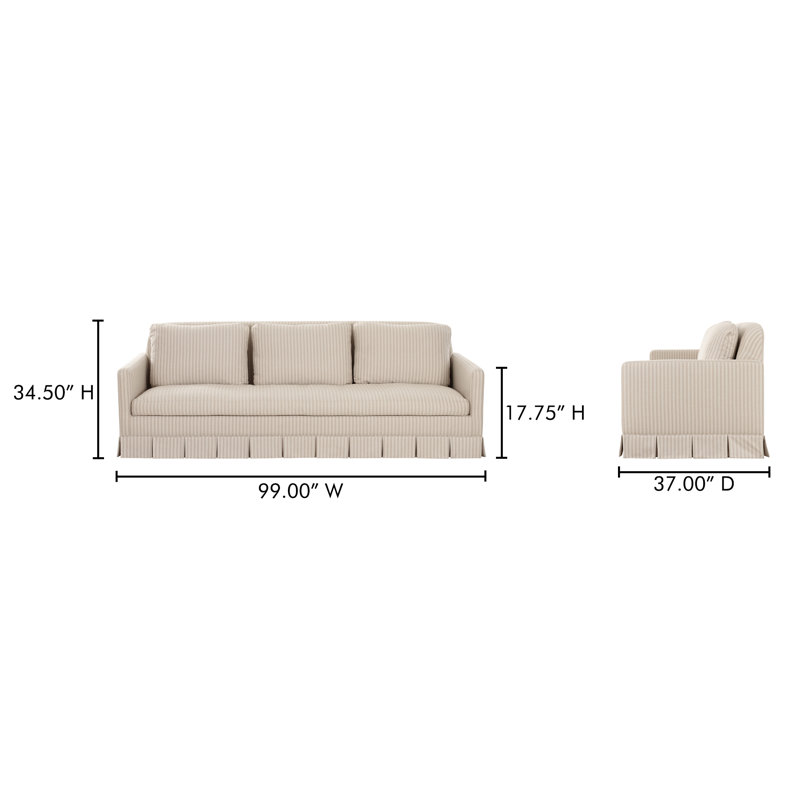 Pellicano 98'' Sofa, Beige Stripe Polyester