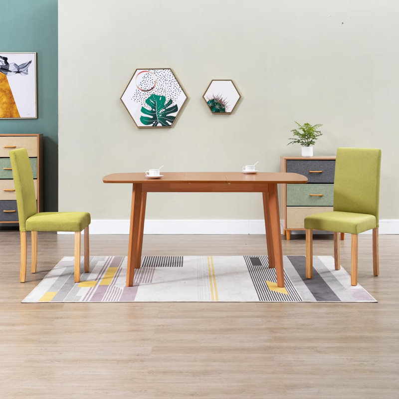Chaise d'appoint avec pieds en bois massif pour la cuisine, 2, Vert, Natural