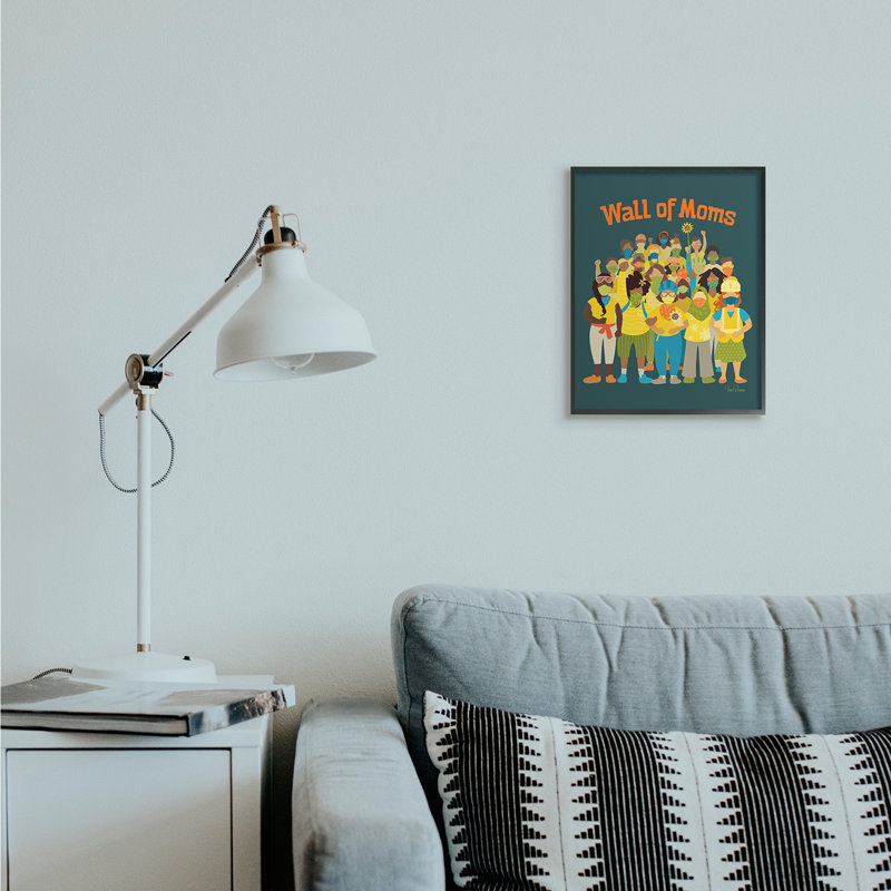 Illustration du mur des mamans, déclaration de justice sociale, H 14 po x l 11 po, Giclée encadrée noir minuit