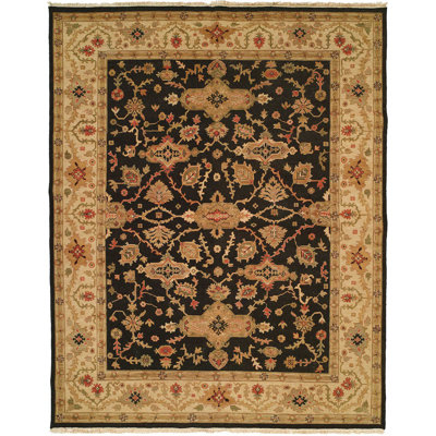 Apte Oriental Handwoven Wool Black/Beige Area Rug