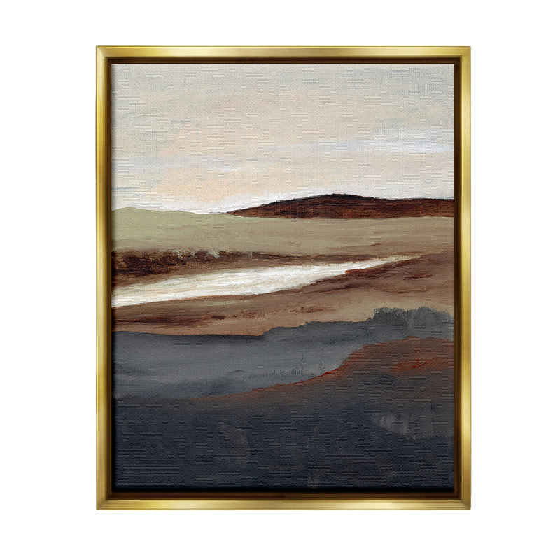 «Rustic Hills Abstraction Floater Frame» par Nikita Jariwala sur, Cadre flottant métallique doré, H 21 po x l 17 po