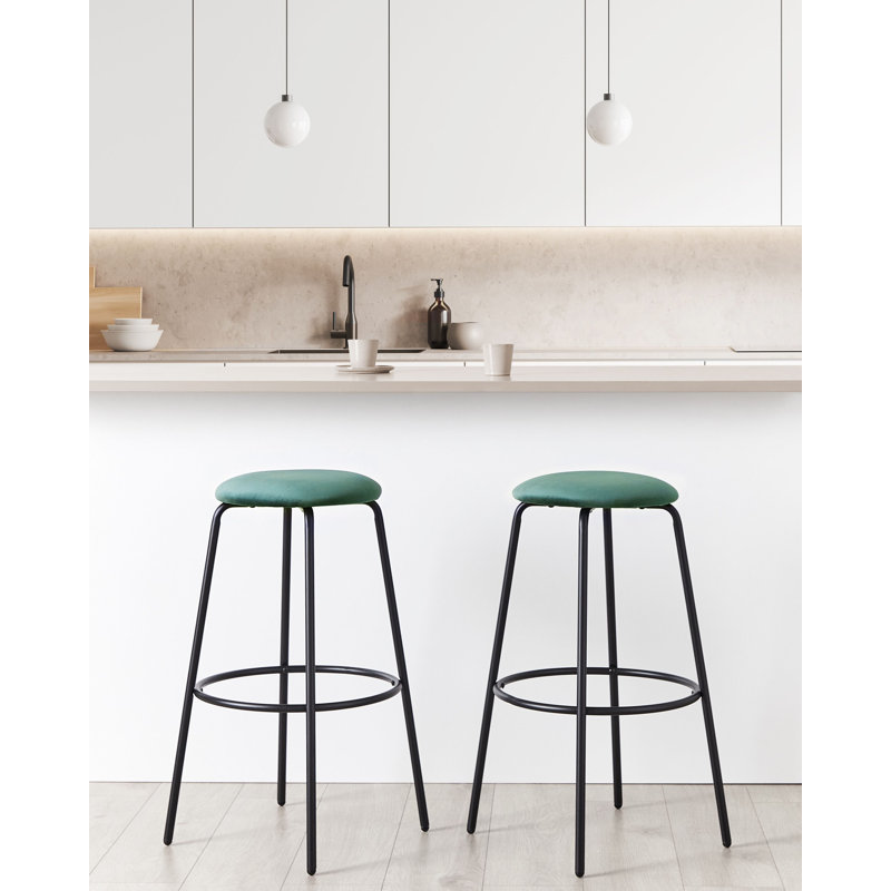 Ricards Upholstered Counter Stool with Metal Frame, Emerald Green